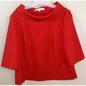 Trina Turk Women's Round Neck 3/4 Sleeve Jackie O Style Red Sz Med Top Blouse